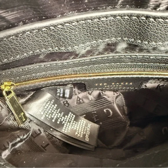 Ted Baker Jet Aalice Shoulder Bag Green Suede Flap Pebbled Leather Marble Chain